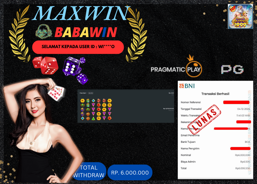 BABAWIN JACKPOT SLOT GATES OF OLYMPUS 1000 Rp. 6.000.000,- LUNAS