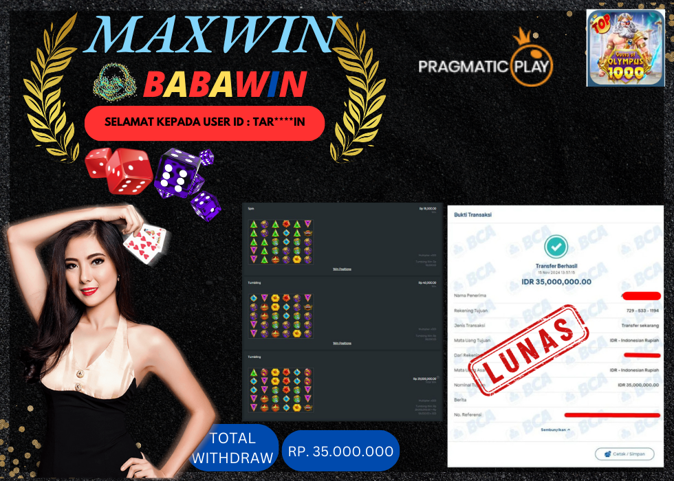 BABAWIN JACKPOT SLOT GATES OF OLYMPUS 1000 Rp.35.000.000,- LUNAS