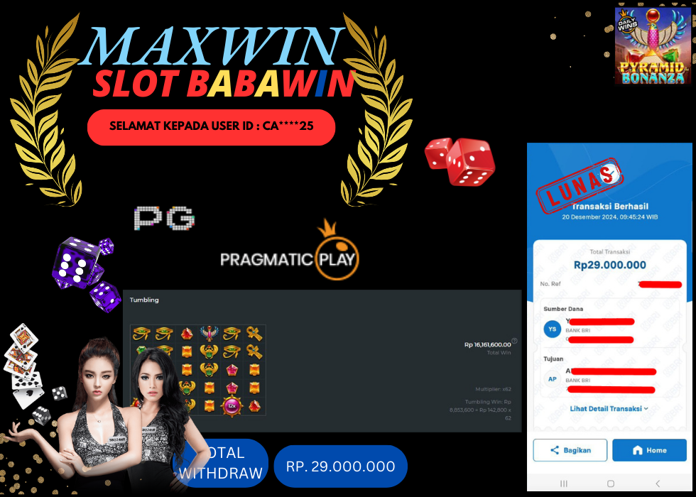 BABAWIN JACKPOT SLOT PYRAMID BONANZA Rp. 29.000.000,- LUNAS