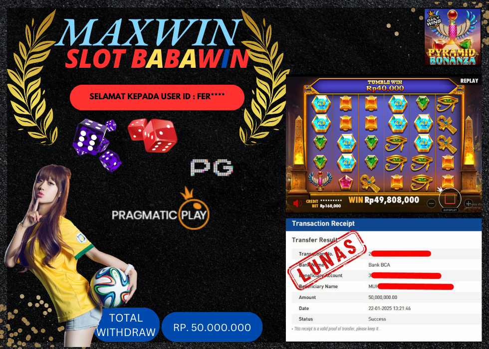 BABAWIN JACKPOT SLOT PYRAMID BONANZA Rp. 50.000.000,- LUNAS