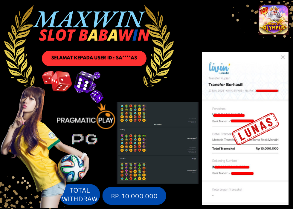 BABAWIN JACKPOT SLOT GATES OF OLYMPUS Rp.10.000.000,- LUNAS